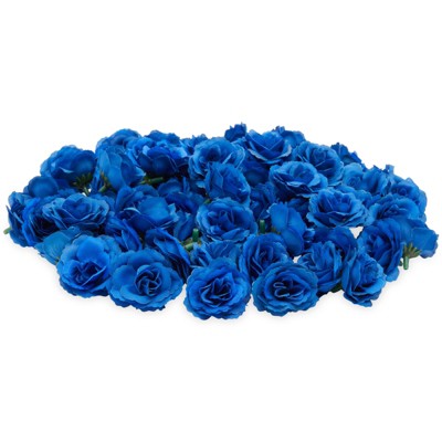 Bright Creations 75 Pack Mini Royal Blue Artificial Silk Flower Heads for Arts and Crafts, Decorations (2 in)