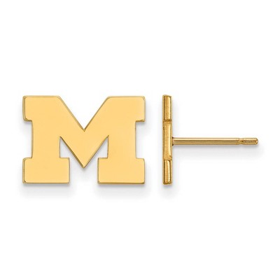 Black Bow Jewelry 14k Yellow Gold Michigan Wolverines NCAA Post Earrings