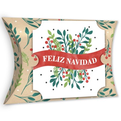 Big Dot of Happiness Feliz Navidad - Favor Gift Boxes - Holiday and Spanish Christmas Party Large Pillow Boxes - Set of 12