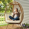SUGIFT Wicker Egg Chair Oversized Indoor Outdoor Patio Lounger with Steel Frame, 440lb Capacity, Beige - 2 of 4