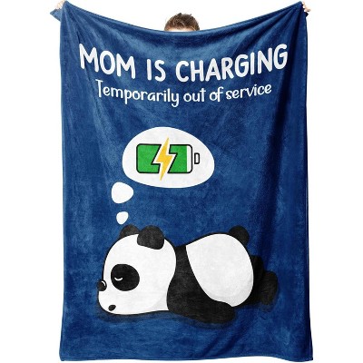 Funny Christmas Birthday Gifts for Mom- Mom is Charging Blanket- New Moms Gifts for Women, Flannel Soft Blanket Throw for Napping Travel.