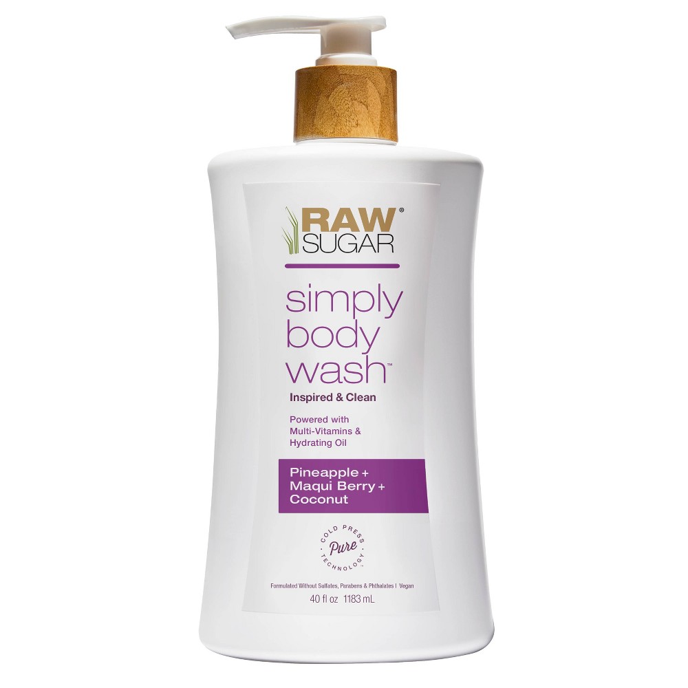 Photos - Shower Gel Raw Sugar Body Wash - Pineapple + Maqui Berry + Coconut - 40 fl oz