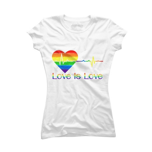 Women's Love Heart Pride Rainbow White T-Shirt 