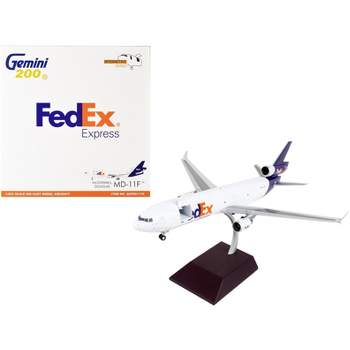 McDonnell Douglas MD-11F Commercial Aircraft "Federal Express" White w/Purple Tail 1/200 Diecast Model Airplane by GeminiJets