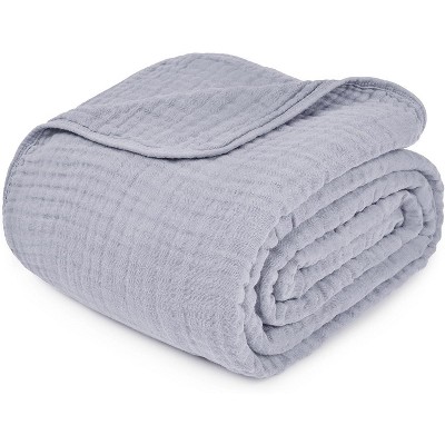 Twin Slate Grey Muslin Cotton Blanket for Adults