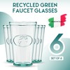 Amici Home Vintage Green Glass, Water Tap Hiball Tumblers - Set of 6 Soda Lime Drinking Glasses with Faucet Motif, BPA-Free 16 oz Cups - 2 of 4