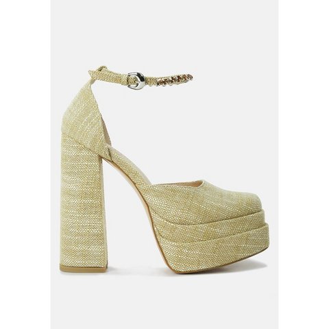 Женские сандалии Rag & Co Womens Cosette Diamanate Embellished Ankle Strap High Block Heel Sandals 8