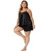 Agnes Orinda Women's Plus Size Satin V-Neck Lace Trim Elastic Waist 2 Pieces Pajamas Sets - 3 of 4