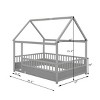 Accent Bed Frame Modern Wood Grain Design with Fence Guardrails for Kids Bedroom Full Size - 3irtyhousy - 4 of 4