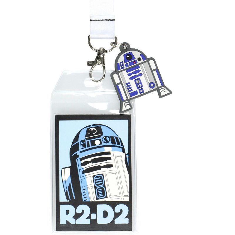 Star Wars R2-D2 Robot Droid Lanyard ID Badge Holder With 2.5" Rubber Charm White, 2 of 5