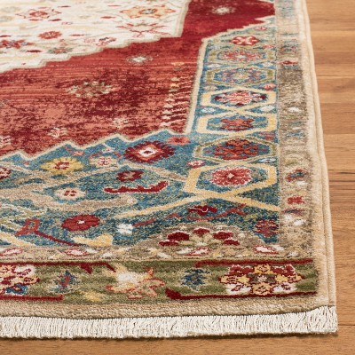 Ivory and Blue Traditional Synthetic 8' x 10' Area Rug