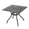 GDFStudio Rory Outdoor Cast Aluminum Dining Square Table with Umbrella Hole, Shiny Copper - 2 of 4