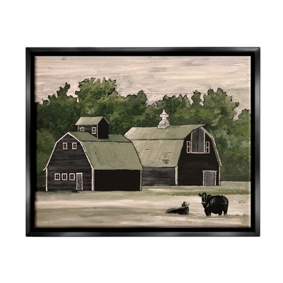 Stupell Industries Stable Barn Country Rural Cattle Framed Floater Canvas Wall Art