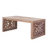 47.2" Rustic Wood Coffee Table,Rectangular Coffee Table with Carved Wood Panels,Handcrafted Look Coffee Table for Living Room-Coolbibila - 3 of 4