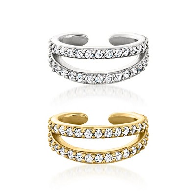 Ross-Simons 0.80 ct. t.w. CZ Jewelry Set: 2 Single Ear Cuffs in Sterling Silver and 18kt Gold Over Sterling