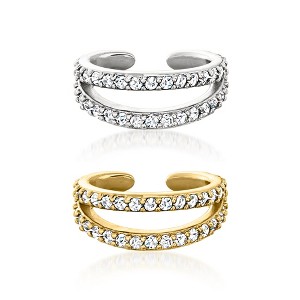 Ross-Simons 0.80 ct. t.w. CZ Jewelry Set: 2 Single Ear Cuffs in Sterling Silver and 18kt Gold Over Sterling - 1 of 3
