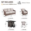 Buenhomino 5 Piece Outdoor Patio Furniture Set with 50000 BTU Propane Fire Pit Table, Deep Seating Wicker Swivel Rocker Chairs Patio Conversation Set - 4 of 4