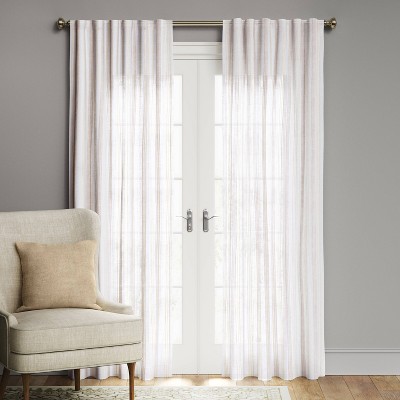 Photo 1 of 1pc 50"x63" Blackout Block Striped Window Curtain Panel White/Beige - Threshold™
