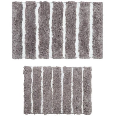 The Lakeside Collection Set of 2 Luxury Stripe Bath Rugs