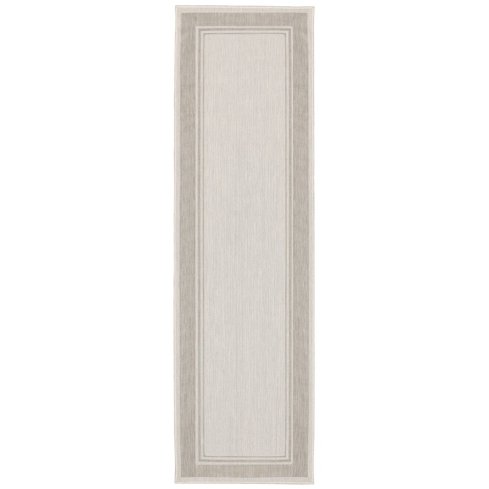 Photos - Area Rug 2'x8' Paloma Simple Border Patio Rug Ivory/Gray - Captiv8e Designs