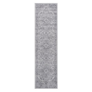 Vynxaria LOOM & LUXE 2x8 Indoor/Outdoor Area Rug - White/Grey Trellis Design - 1 of 4