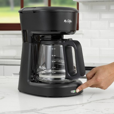 Sleek 12-Cup Black Coffee Maker with Water Filtration System