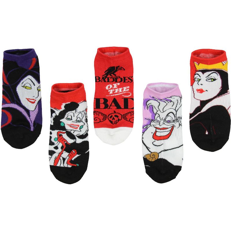 Disney Villains Socks Womens' 5 Pack Ankle No Show Socks Multicoloured, 1 of 4