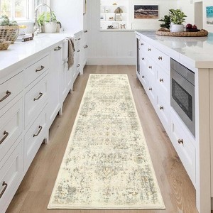 Hallway Runner Rug Machine Washable Vintage Printed Rug Indoor Carpet Non Slip Backing Rug Low Pile Retro Area Rug for Kitchen Entrance Laundry Room - 1 of 4