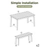 3-Piece Outdoor Patio Acacia Wood Picnic Dining Set with 2 Benches - 4 of 4