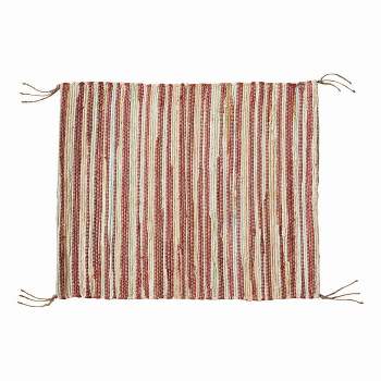 tagltd Chindi Rug With Jute Fringe Cinnamon Cream Colored And Brown 24" X 36" Cotton Doormat Rug Entryway Mat