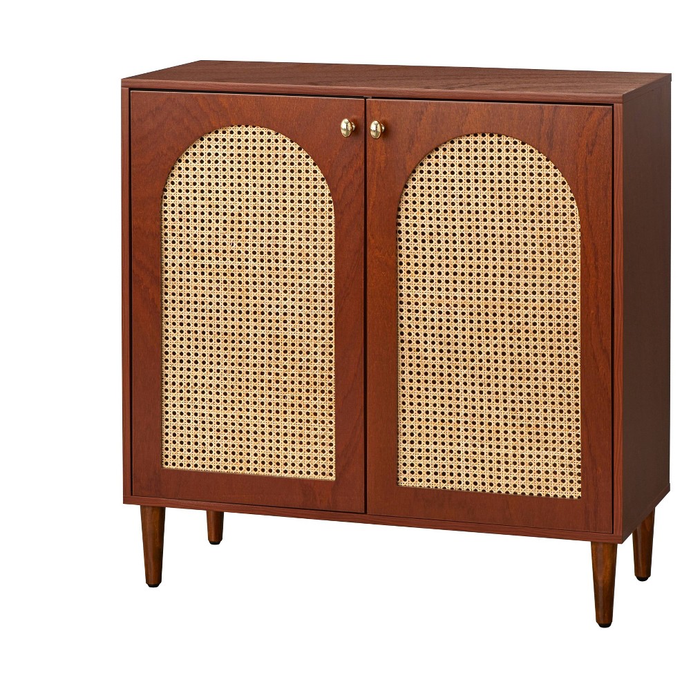 Lifestorey Montello Mid Century Modern Cane Door Buffet Walnut