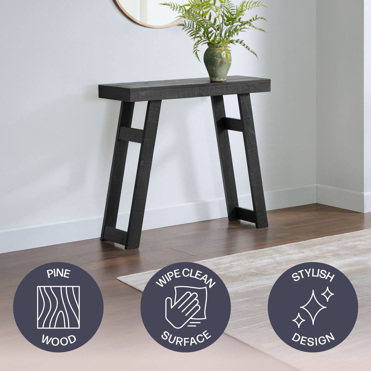 Alaterre Furniture Lawas Solid Wood Console Table - 36 Inch Modern Farmhouse Small Entryway Table - thumbnail 2