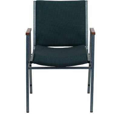 Hercules Series 31'' Green Patterned Fabric Stack Chair with Silver Steel Frame