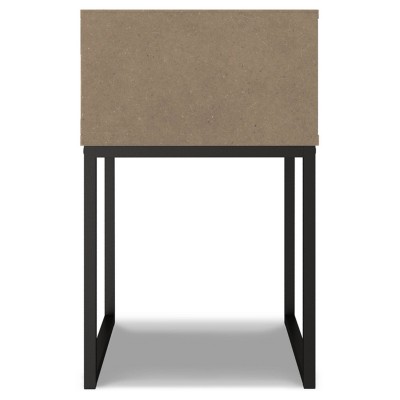 Neilsville Gray and Black 1-Drawer Nightstand with Metal Legs