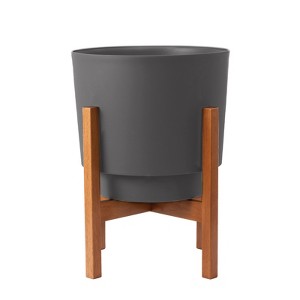 Bloem 11 in. H X 12 in. W X 12 in. D Wood-Resin Hopson Planter with Stand Charcoal - 1 of 1
