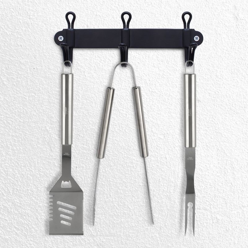 Cheer Collection 3-Piece Stainless Steel BBQ Grilling Utensil Set, 2 of 12