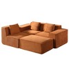112" Corduroy Convertible L-Shaped Sectional Sofa with Ottoman - 2 of 4