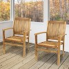 Sunnydaze Outdoor Solid Teak Wood Slat-Back Patio Dining Armchair - 2 of 4