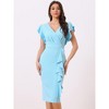 Allegra K Women's Cocktail Party Deep-V Neck Ruffle Sleeves Pencil Formal Dress - 2 of 4