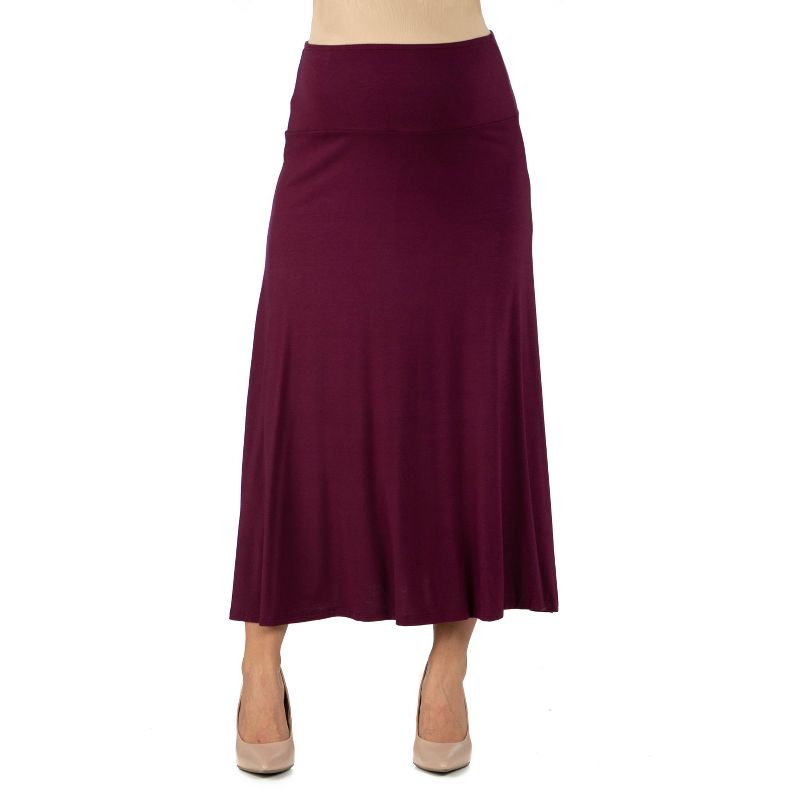 24seven Comfort Apparel Women's Maternity Elastic Waist Maxi Skirt, 1 of 6