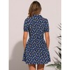 INSPIRE CHIC Women's V Neck Short Sleeve Button Front Summer Floral Shirt Dresses - 4 of 4