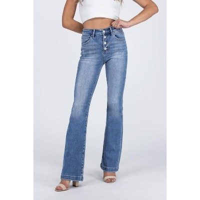 Women's Misunderstood High-Rise Button Down Bootcut Denim Jeans - RISEN