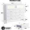 Jojoka 6-Drawer & 2-Door Storage Cabinet Dresser with Built-In Charging Station and RGB LED Lighting – Tall White Chest, White - 2 of 4