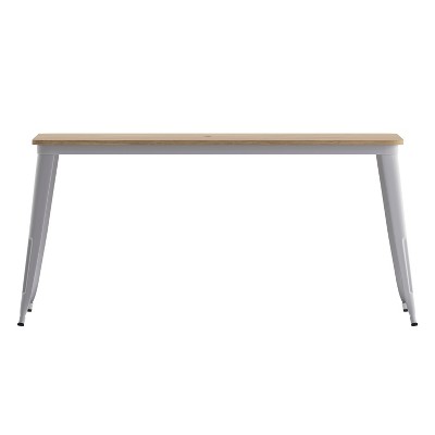 Brown and Silver Poly Resin Top Dining Table with Umbrella Hole