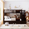 NicBex Twin over Twin Bunk Bed Pine Triple Bed Frame with Trundle, Storage Stairs and Full Length Guardrail for Bedroom, No Box Spring Required - 2 of 4