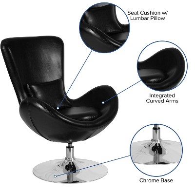 Black LeatherSoft High Back Swivel Reception Chair with Chrome Base