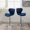 Swivel Counter Barstools Set of 2, Adjustable Bar Stool Upholstered Seating Metal Frame for Kitchen, Pub, Blue - image 2 of 4