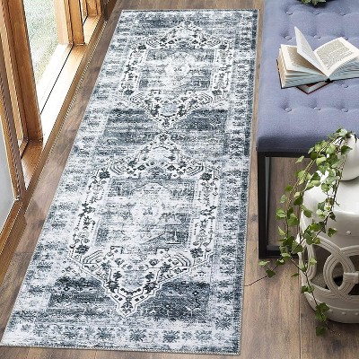 Large Area Rug, Washable Vintage Carpet, Soft Non-Slip Chenille Floor Mat, Non-Shedding for Living Room, Office