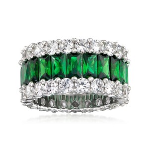 Ross-Simons 6.75 ct. t.w. Simulated Emerald and 4.40 ct. t.w. CZ Eternity Band in Sterling Silver - 1 of 3