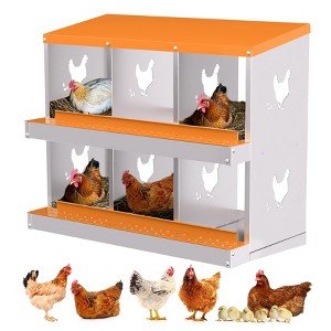 Garvee 8/10-Hole Metal Chicken Nesting Box with Perch, Roll-Away Egg Design, Wall Mount or Freestanding, Heavy-Duty Galvanized Steel - 1 of 4